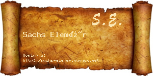 Sachs Elemér névjegykártya